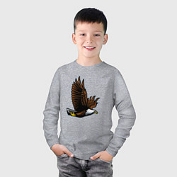 Лонгслив хлопковый детский Летящий орёл, цвет: меланж — фото 2