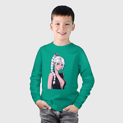 Лонгслив хлопковый детский Шэдоухарт - серебрянные волосы, цвет: зеленый — фото 2