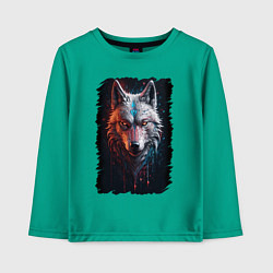 Лонгслив хлопковый детский Психоделический волк, цвет: зеленый