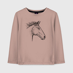 Лонгслив хлопковый детский Голова лошади в профиль, цвет: пыльно-розовый