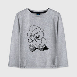 Детский лонгслив Мишка игрушечный в колпаке деда Мороза - раскраска