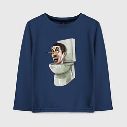 Лонгслив хлопковый детский Скибиди туалет, цвет: тёмно-синий