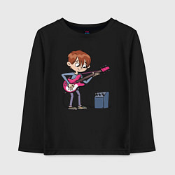 Лонгслив хлопковый детский Мальчик с гитарой, цвет: черный