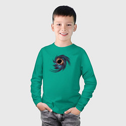 Лонгслив хлопковый детский Черная дыра с планетами и звездами, цвет: зеленый — фото 2