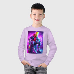 Лонгслив хлопковый детский Барт Симпсон крутой скейтбордист - нейросеть, цвет: лаванда — фото 2