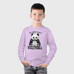 Лонгслив хлопковый детский Panda volleyball, цвет: лаванда — фото 2