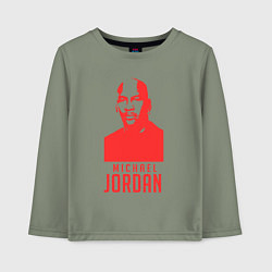 Лонгслив хлопковый детский Jordan in red, цвет: авокадо