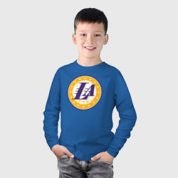 Лонгслив хлопковый детский Lakers stars, цвет: синий — фото 2