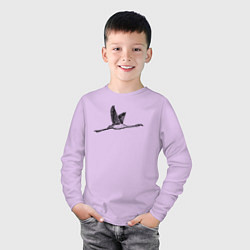 Лонгслив хлопковый детский Фламинго летит, цвет: лаванда — фото 2