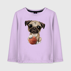 Лонгслив хлопковый детский Мопс баскетболист, цвет: лаванда