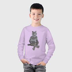 Лонгслив хлопковый детский Кот йог, цвет: лаванда — фото 2