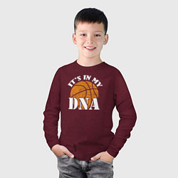 Лонгслив хлопковый детский ДНК баскетбола, цвет: меланж-бордовый — фото 2
