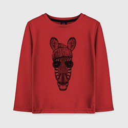 Детский лонгслив Зебра в очках и шапке