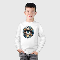 Лонгслив хлопковый детский Акварельный глаз, цвет: белый — фото 2