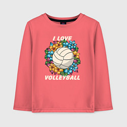 Лонгслив хлопковый детский I love volleyball, цвет: коралловый