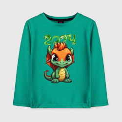 Лонгслив хлопковый детский Дракончик волшебный дружок 2024, цвет: зеленый
