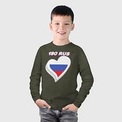 Лонгслив хлопковый детский 190 регион Московская область, цвет: меланж-хаки — фото 2