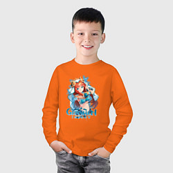 Лонгслив хлопковый детский Нилу гидро, цвет: оранжевый — фото 2
