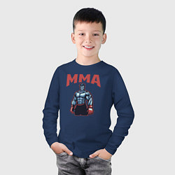 Лонгслив хлопковый детский MMA боец, цвет: тёмно-синий — фото 2