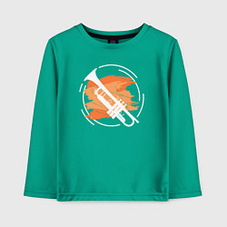 Лонгслив хлопковый детский Джазовая труба, цвет: зеленый