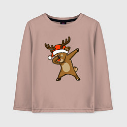 Лонгслив хлопковый детский Dabbing deer, цвет: пыльно-розовый