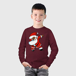 Лонгслив хлопковый детский Santa dabbing dance, цвет: меланж-бордовый — фото 2