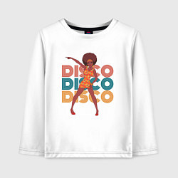 Лонгслив хлопковый детский Disco girl, цвет: белый
