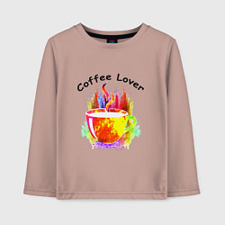 Лонгслив хлопковый детский Люблю пить кофе, цвет: пыльно-розовый