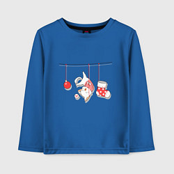 Лонгслив хлопковый детский Котик-подарок, цвет: синий
