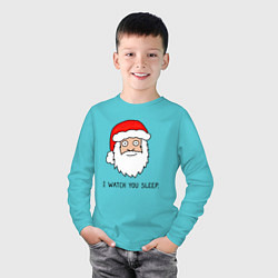 Лонгслив хлопковый детский Криповый Санта, цвет: бирюзовый — фото 2