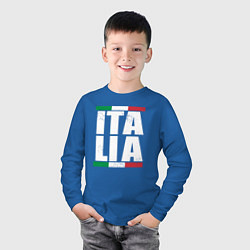 Лонгслив хлопковый детский Italia, цвет: синий — фото 2