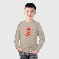 Лонгслив хлопковый детский Дракон в брызгах, цвет: миндальный — фото 2