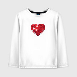 Лонгслив хлопковый детский Красное рубиновое сердце, цвет: белый
