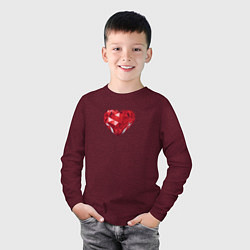 Лонгслив хлопковый детский Красное рубиновое сердце, цвет: меланж-бордовый — фото 2