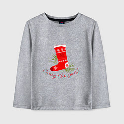 Лонгслив хлопковый детский Рождественский сапожок, цвет: меланж