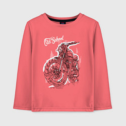 Лонгслив хлопковый детский Старая школа - мотоцикл, цвет: коралловый