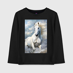 Детский лонгслив Белая лошадь на фоне неба