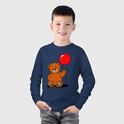 Лонгслив хлопковый детский Плюшевый медведь с воздушным шариком, цвет: тёмно-синий — фото 2