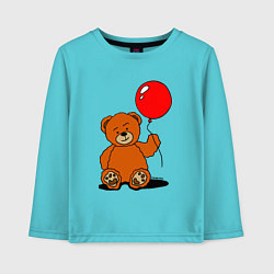 Лонгслив хлопковый детский Плюшевый медведь с воздушным шариком, цвет: бирюзовый