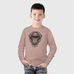 Лонгслив хлопковый детский Шимпанзе голова, цвет: пыльно-розовый — фото 2