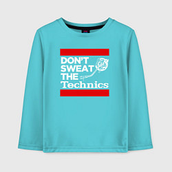 Лонгслив хлопковый детский Dont sweat the Technics, цвет: бирюзовый