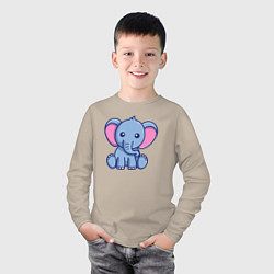 Лонгслив хлопковый детский Милый слоник, цвет: миндальный — фото 2