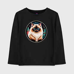 Детский лонгслив Гималайский кот ждет Новый Год