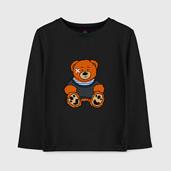 Лонгслив хлопковый детский Медведь Вова с пластырем, цвет: черный