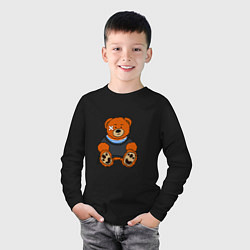 Лонгслив хлопковый детский Медведь Вова с пластырем, цвет: черный — фото 2