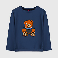 Лонгслив хлопковый детский Медведь Вова с пластырем, цвет: тёмно-синий