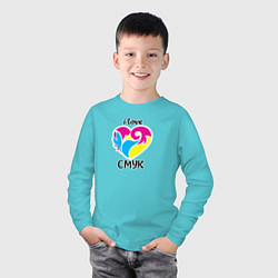 Лонгслив хлопковый детский I love cmyk, цвет: бирюзовый — фото 2