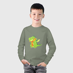 Лонгслив хлопковый детский Дракончик Новогоднего Волшебства, цвет: авокадо — фото 2