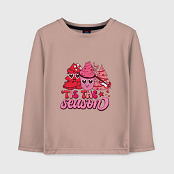 Детский лонгслив Tis the season - розовые ёлки и мороженка - christ
