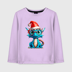 Лонгслив хлопковый детский Дракончик в рождественской шапке, цвет: лаванда